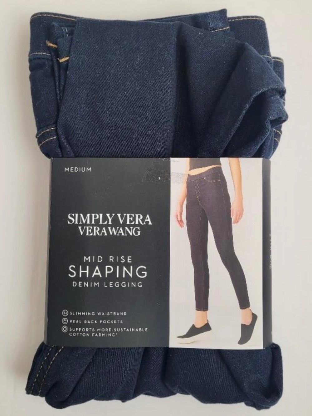 VERA WANG Simply Vera Mid Rise Shaping Denim Legging For Women Size Medium